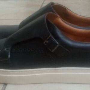 Hugo Boss Black Leather Loafers with Cream Sole